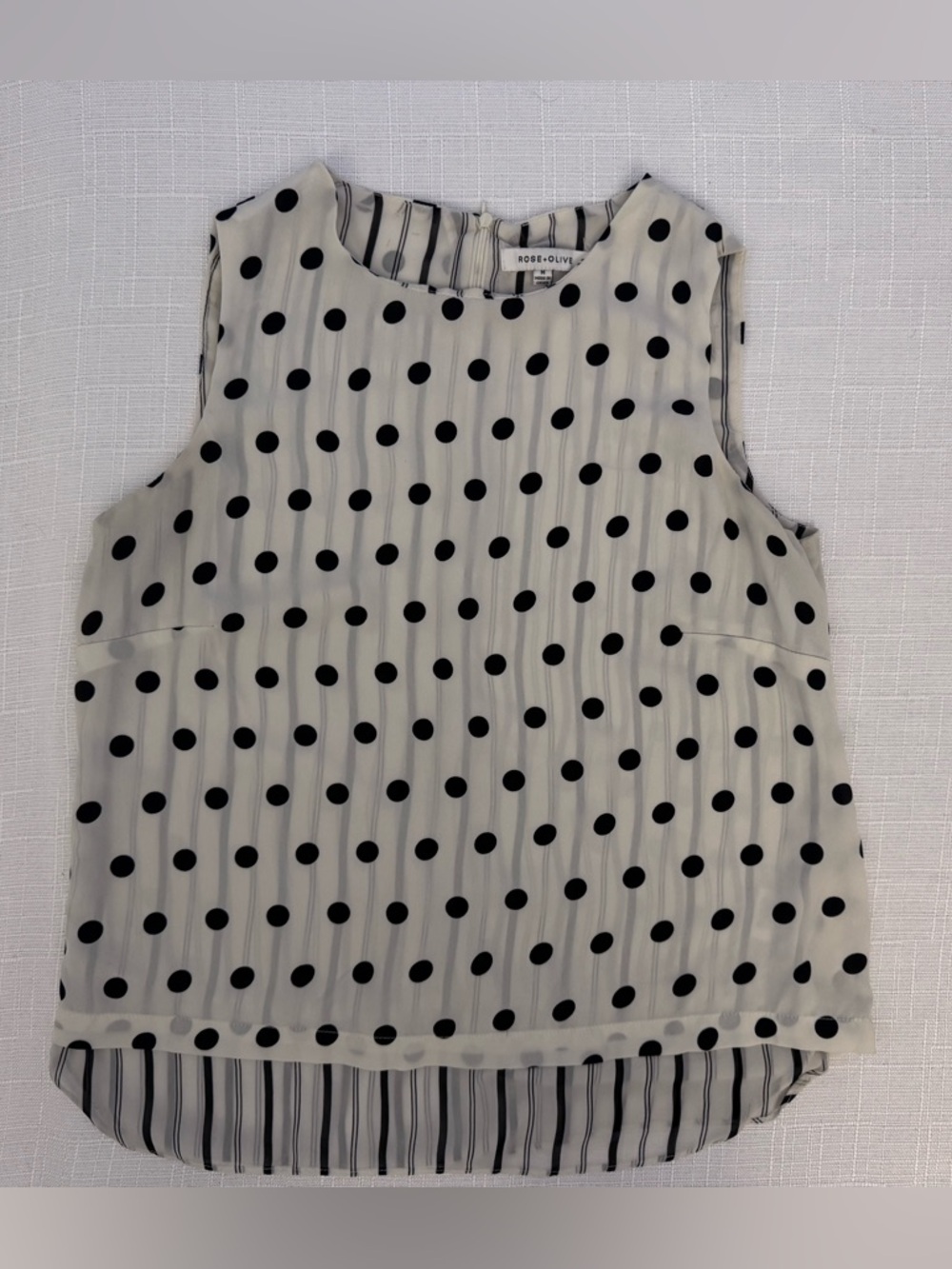 Polka Dot Sleeveless Blouse | Sheer Layered Tank | Size M